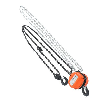 Hand chain hoist carbon steel orange 2 tons/4400 lbs 10 feet 360° swivel hook