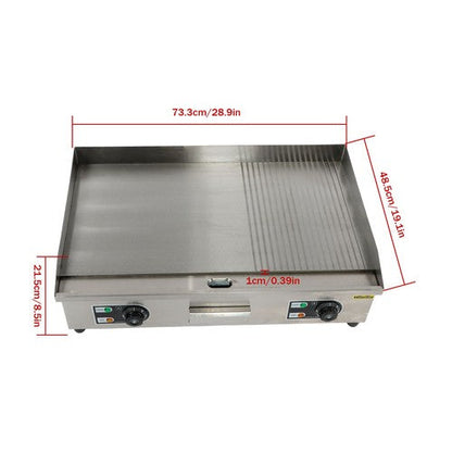 30 Inch Commercial Electric Griddle 3000W Countertop Teppanyaki Grill 122℉-572℉