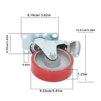 4 Inch - 4 Industrial Casters - two with brakes, two without
