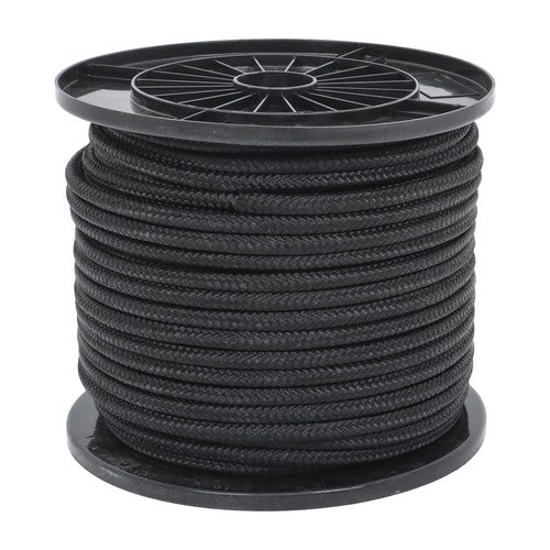 3/8in×250ft Nylon Solid Braid Rope High UV Abrasion Resistance Industrial Black