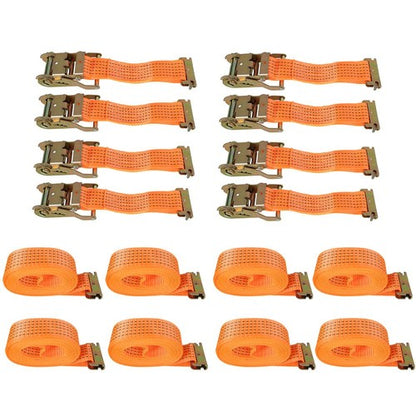 2 "x 20' 4000 lb E-Track Ratchet Straps Orange Heavy Duty Tie Downs New 8 Set