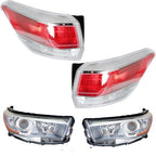 Driver&Passenger Halogen For 2014-2016 Toyota Highlander Tail Lights+Headlights