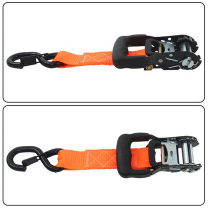 4 Pack Steel Ratchet Strap Fracture Strength 5208lbs 1.6in*8ft with S Hooks