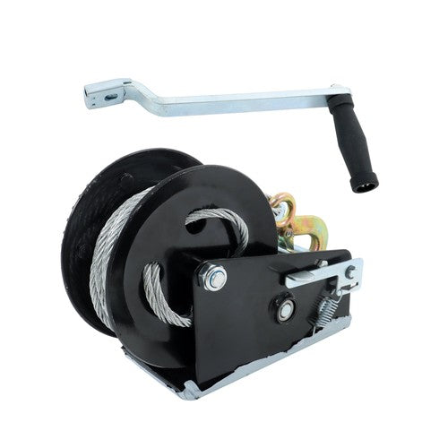 Winch Steel+Polyester Black 3500lbs 33ft 4:1/8:1 26mm Hook Bidirectional Ratchet
