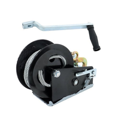 Winch Steel+Polyester Black 3500lbs 33ft 4:1/8:1 26mm Hook Bidirectional Ratchet