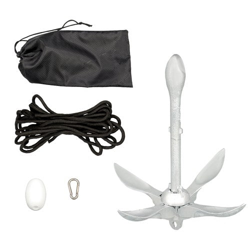 1-Pcs White 7.05lb Marine Kayak Anchor Kit Folding Grapnel Boat Anchor with Claw
