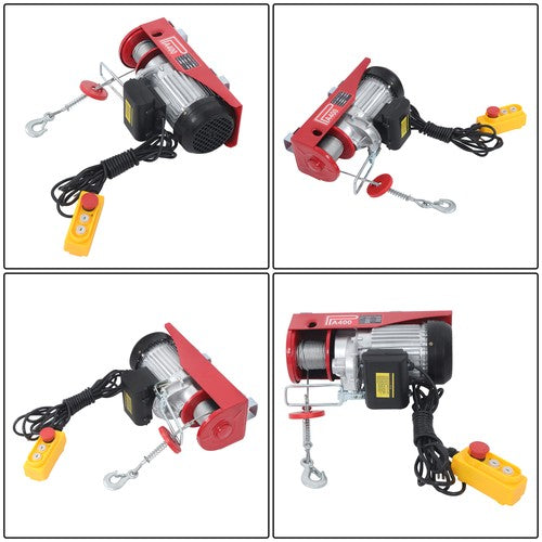 Mini Electric Hoist PA400 880lbs 14ft/4.2m Wired Remote Control Ring Axle Belt