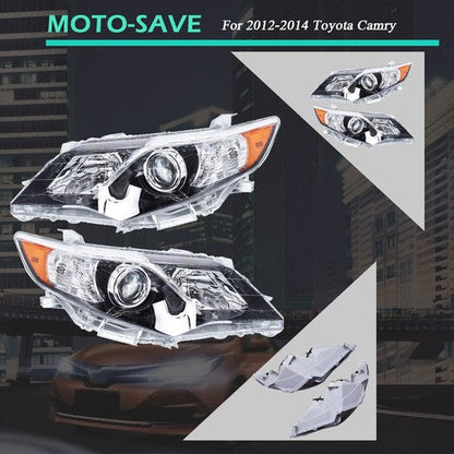Driver + Passenger Side Headlight Projector Headlamps For Toyota Camry 2012-2014