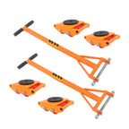 4 Pcs Machinery Skates Dolly With Handle 360�� Rotation 6T/13200Lbs Heavy Duty