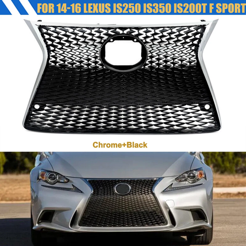 For 14-16 Lexus IS200t IS250 IS350 F Sport Front Bumper Grille Gloss Black 2014