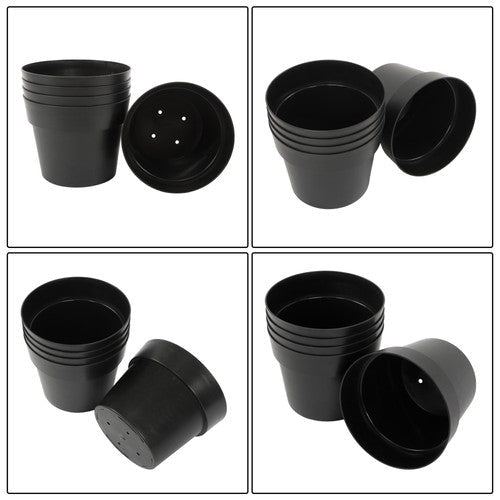 5 Pack 5 Gallon Pure Black Plastic Plant Flower Nursery Pots 30*24*24cm