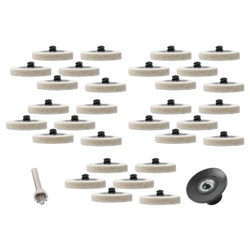 30Pcs 2" - 8mm Thick Wool Fabric Disc Polishing Buffing Pads Wheels 1/4" Shank