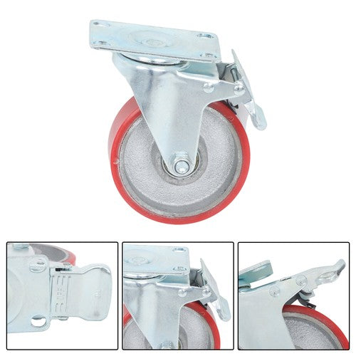 4 Inch - 4 Industrial Casters - two with brakes, two without