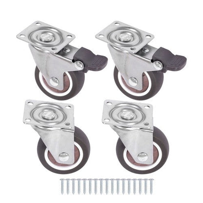 4 Piece 2 Inch Caster Wheels 360° Swivel Wheels (2 with Brake & 2 without brake)