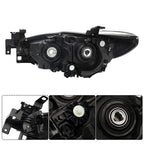 Fit For Mazda 6 2014-2017 Black Halogen Clear Lens RH+LH Side Headlight Assembly
