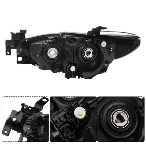 Fit For Mazda 6 2014-2017 Black Halogen Clear Lens RH+LH Side Headlight Assembly