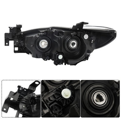 Fit For Mazda 6 2014-2017 Black Halogen Clear Lens RH+LH Side Headlight Assembly