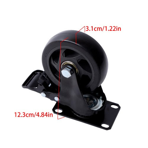 4 Inch Universal Heavy Duty Swivel Caster Wheels × 4 with Brakes Black
