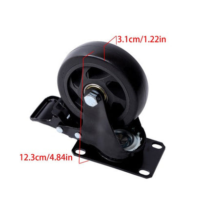 4 Inch Universal Heavy Duty Swivel Caster Wheels × 4 with Brakes Black
