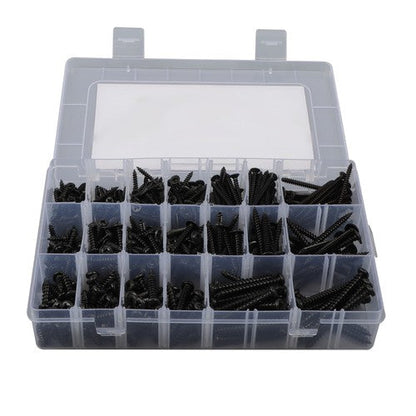 485 Pack Black wood screws kits with 20 different sizes #6, #8, #10 For Wood
