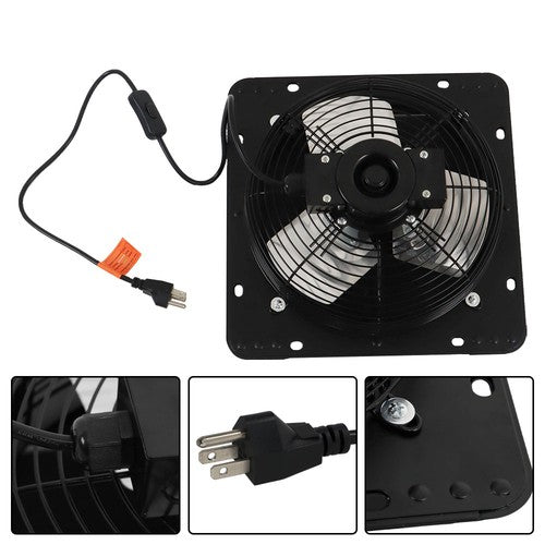 Wall Mounted 10" Shutter Exhaust Fan With Switch & Insect Mesh Low Noise 980 CFM