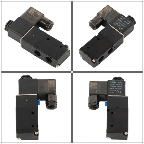 1/4'' DC 12V 3 way 2 position Pneumatic Electric Solenoid Valve NPT Air Aluminum