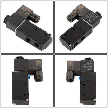 1/4'' DC 12V 3 way 2 position Pneumatic Electric Solenoid Valve NPT Air Aluminum