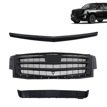 Gloss Black Front Center Mesh Grille Fit For Cadillac Escalade 2015-2020 3Pcs
