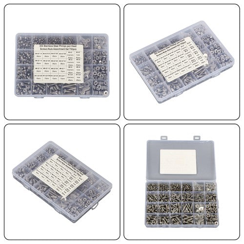700 Pack Stainless Steel nut and bolt combination kit 4-40#6-32#8-32#10-24