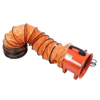 Portable Blower Steel 10 Inch, 1520 CFM 320W Industrial Orange 33ft Ducting