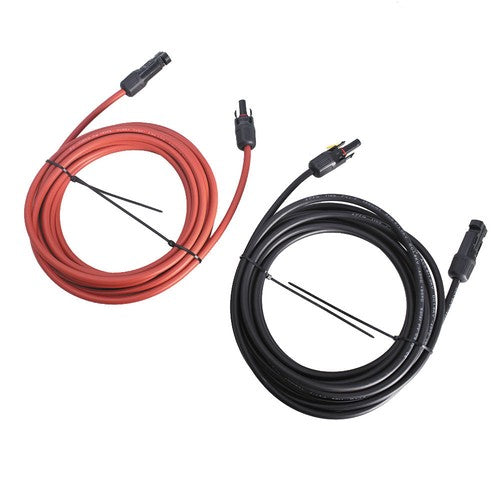 1 Pair 12AWG Black + Red Solar Panel Extension Cable Wire Connector
