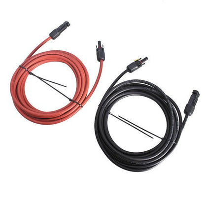 1 Pair 12AWG Black + Red Solar Panel Extension Cable Wire Connector