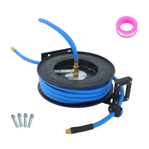 Scalable Hose Spool 1/2" x 50 Ft , Industrial Grade Rubbe, Air Hose Reel