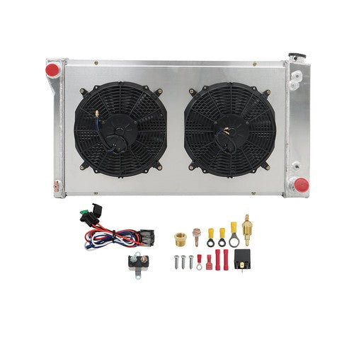 CC369 For Chevy C10/20/30 Pickup Suburban 1967 1968-72 4 Row Radiator+Fan Shroud