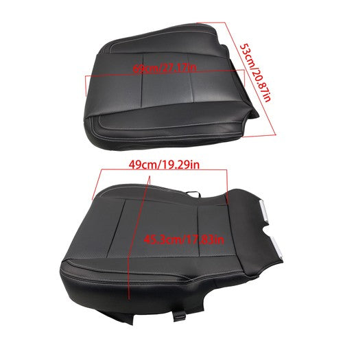 Black For Ford F150 2015-2017 Driver&Passenger Bottom And Top Seat Cover Leather
