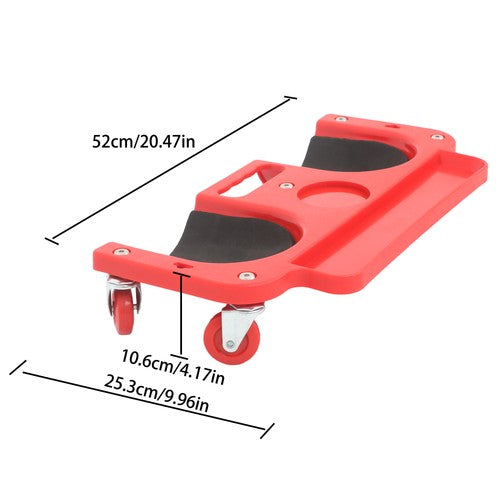 Universal Rolling Knee Creeper/Pads with Tool Tray Holder + 5 Swivel Castors Red