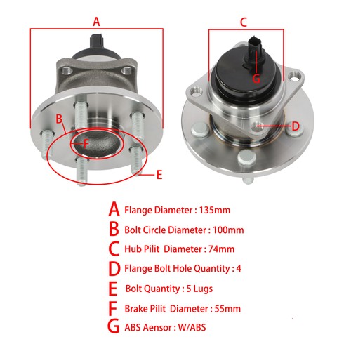 2x Wheel Hubs Bearings Assembly Rear FWD For Toyota Corolla Matrix Pontiac Vibe