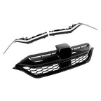 For Honda CR-V 2020-2022 Plastic Front Bumper Grille w/ 2pcs Chrome Trim Strip