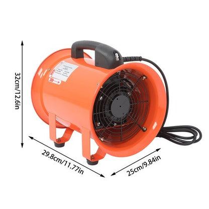 Portable Blower Steel 8 Inch, 900CFM 180W Industrial Orange 16.4ft Ducting