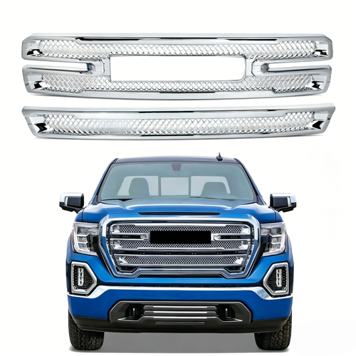 Front Grille Covers Grill Overlay Chrome for GMC Sierra 1500 SLT AT4 2019-2022