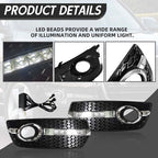 LED DRL Fog Lights Bezel Cover Lamp w/Wire harness switch For 2009-2012 Audi Q5