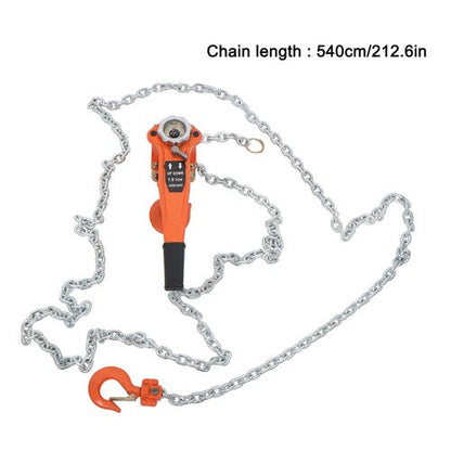 1.5 Ton Manual Lever Chain Hoist, 3300LB Capacity, 360° Hook, 20FT G80 Chain