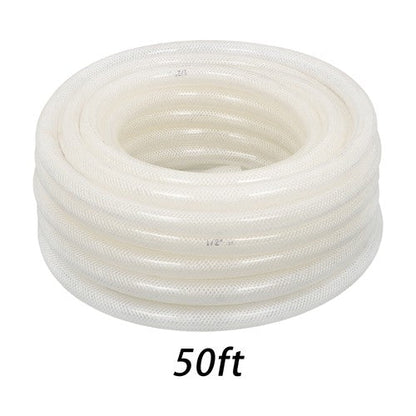 High Pressure Water Hose 50FT Braided Clear PVC Vinyl Tubing 1/2" ID 3/4" OD