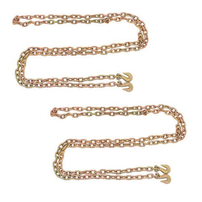2pcs Transport Bundle Chain Steel Gold 7100lbs G80 3/8in×20ft Heavy Duty W/Hooks