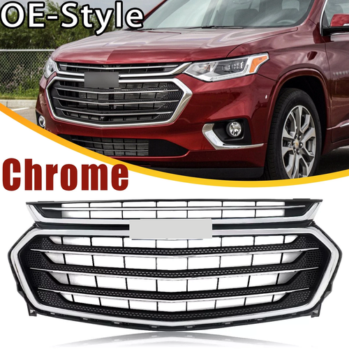 Front Bumper Grille Upper Grill Chrome for Chevrolet Traverse 2018-2021