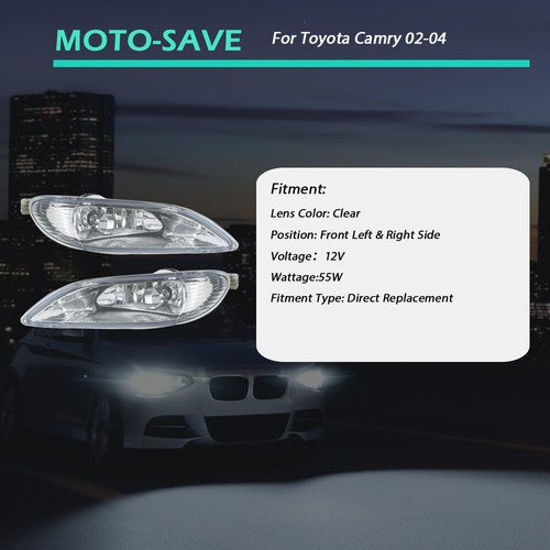 Pair LH+RH Front Fog Lights w/9006 Bulbs For Toyota Camry Corolla Solara 02-08