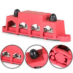 Red 4 Post Busbar Bus Bar Power Distribution Block With Cover 5/16" 12V 250A