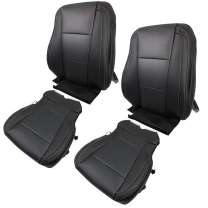 Black For Ford F150 2015-2017 Driver&Passenger Bottom And Top Seat Cover Leather