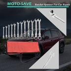 12pc Flexible Head Ratcheting Wrench Combination Spanner Tool Set 8-19mm Metric
