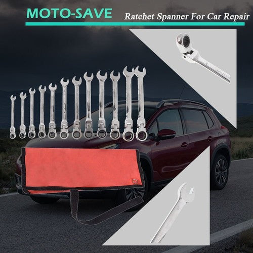 12pc Flexible Head Ratcheting Wrench Combination Spanner Tool Set 8-19mm Metric